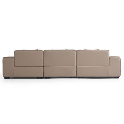 Domus Modular Dark Gray Leather Sectional Sofa-Khaki-126.0"