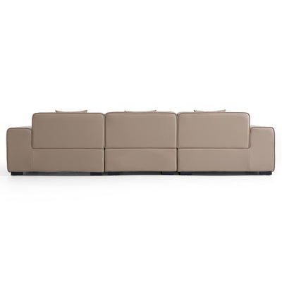 Domus Modular Black Leather Sofa-Khaki-129.9″