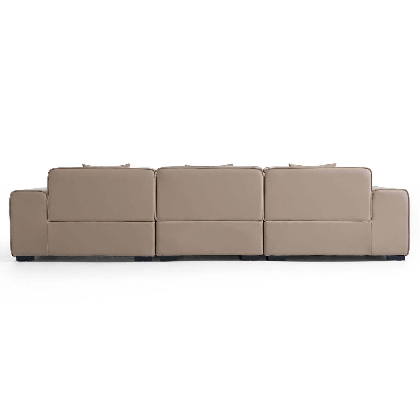 Domus Modular Khaki Leather Sofa-Khaki-129.9"