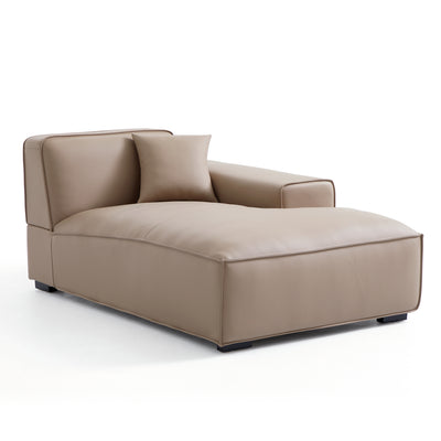 Domus Modular Black Leather Sectional Sofa-Khaki