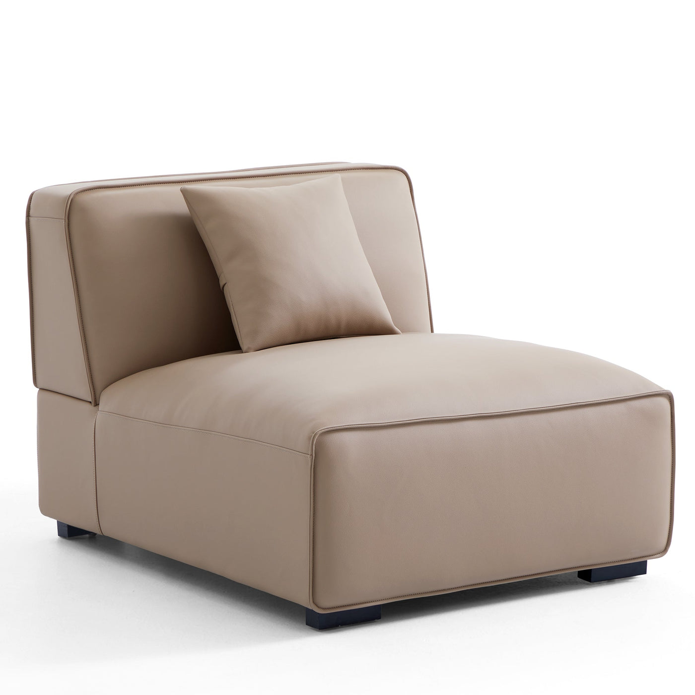 Domus Modular Dark Gray Leather Sofa and Ottoman-Khaki