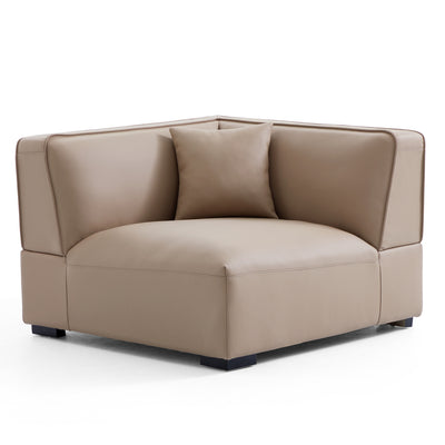 Domus Modular Khaki Leather L Shaped Sectional-Khaki