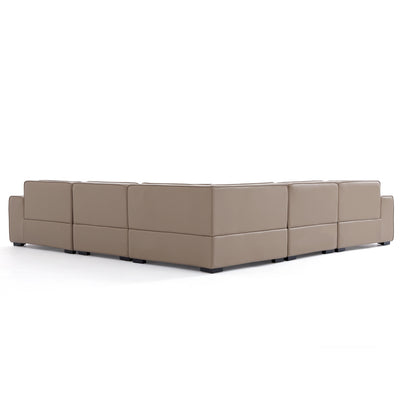 Domus Modular Khaki Leather L-Shaped Sectional-Khaki