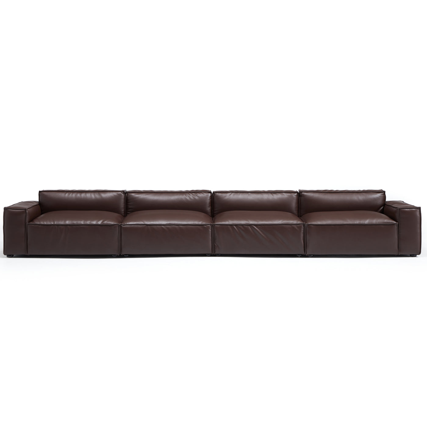 Luxury Minimalist Dark Brown Leather Sofa-Dark Brown