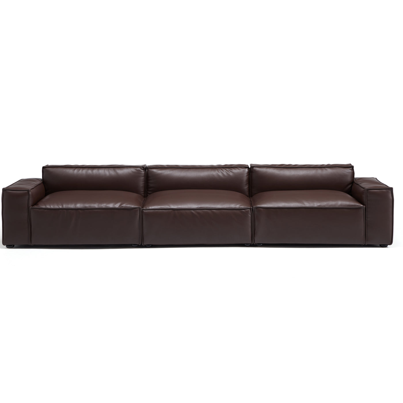 Luxury Minimalist Dark Brown Leather Sofa-hidden