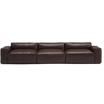 Luxury Minimalist Dark Brown Leather Sofa-Dark Brown