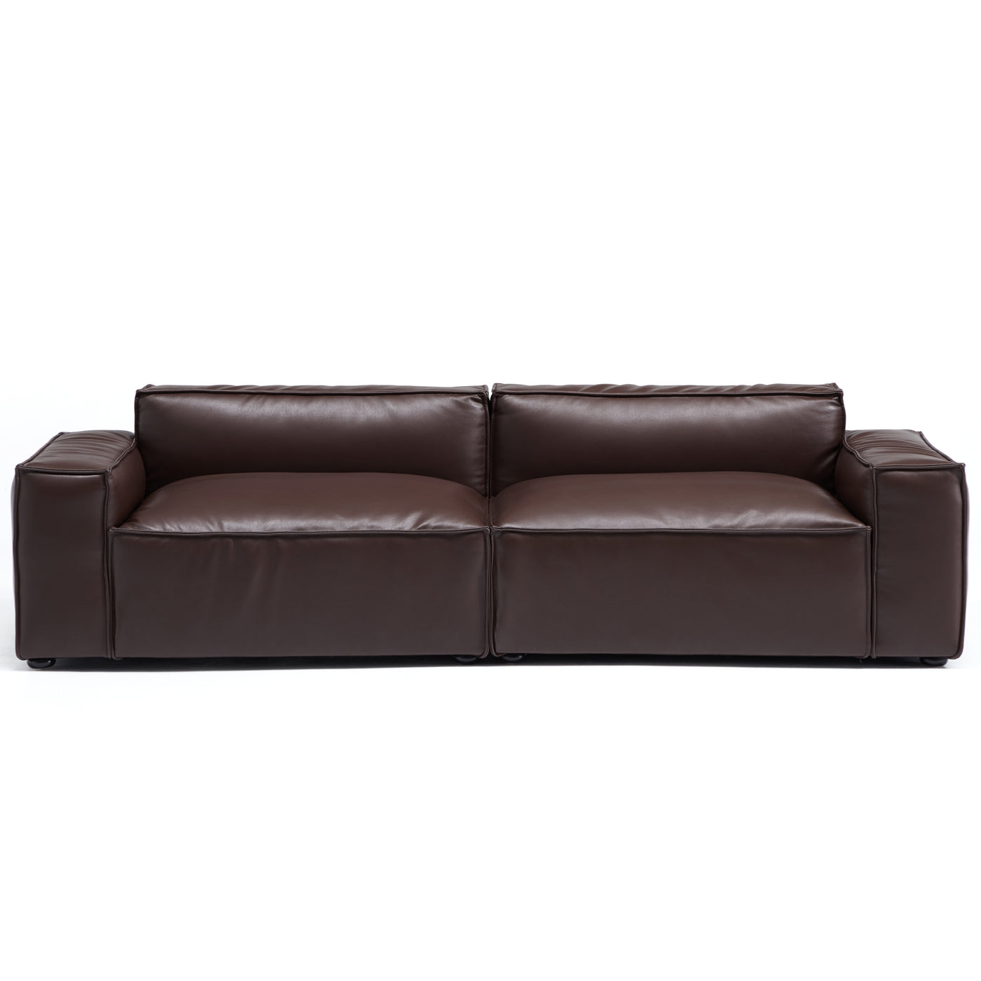 Luxury Minimalist Dark Brown Leather Sofa-Dark Brown