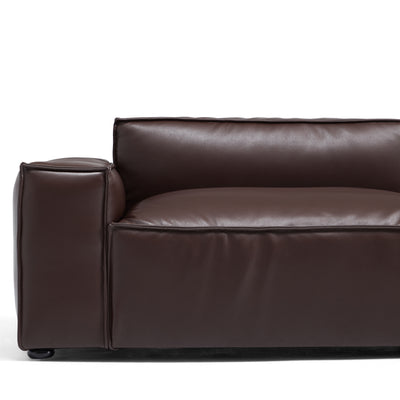 Luxury Minimalist Dark Brown Leather Sofa-Dark Brown