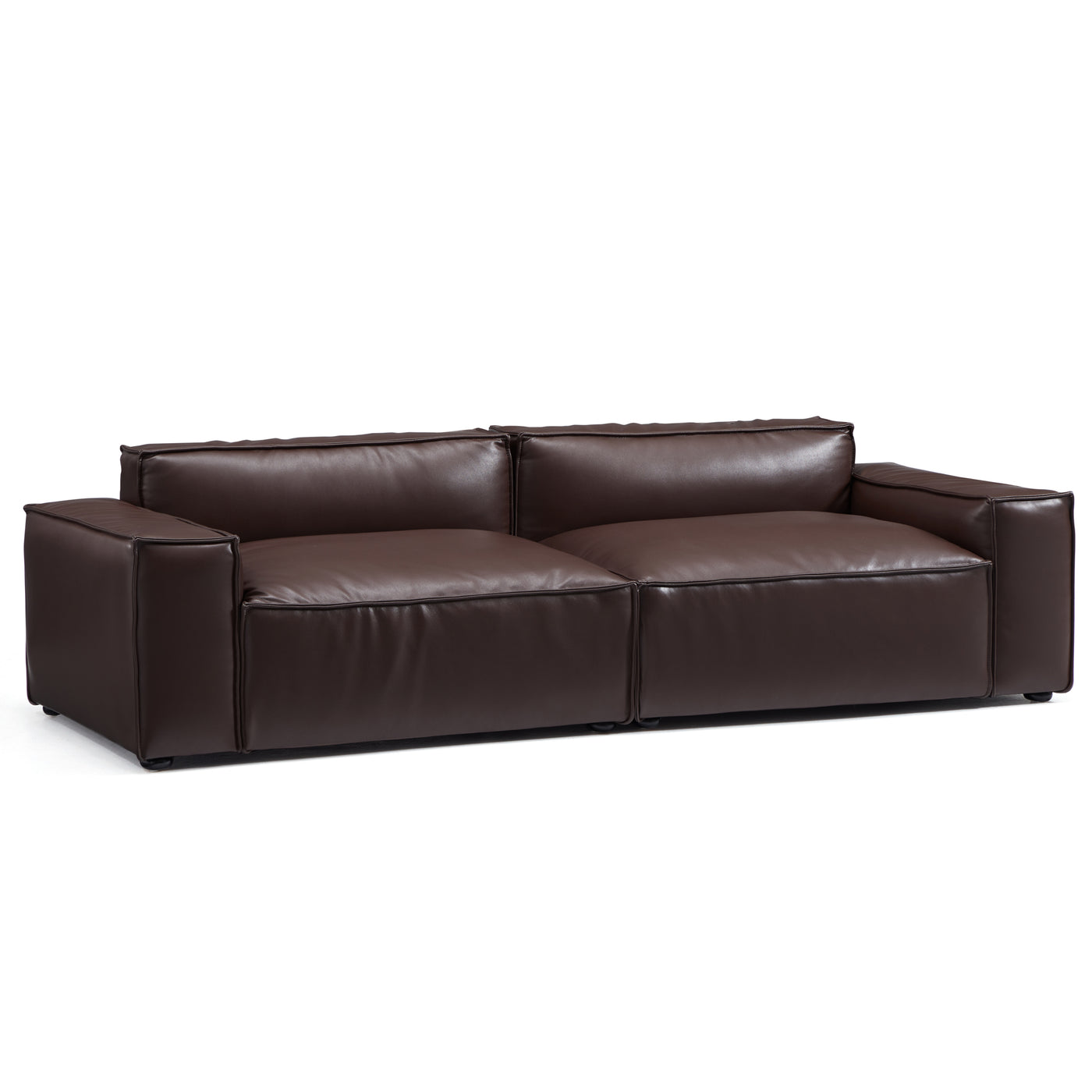 Luxury Minimalist Dark Brown Leather Sofa-hidden