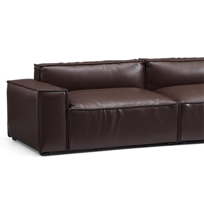 Luxury Minimalist Dark Brown Leather Sofa-Dark Brown