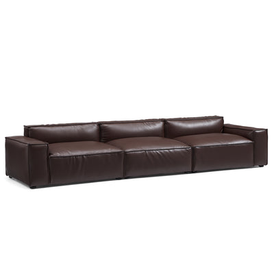 Luxury Minimalist Dark Brown Leather Sofa-Dark Brown
