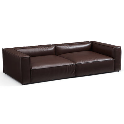 Luxury Minimalist Black Leather Daybed Sofa-Dark Brown