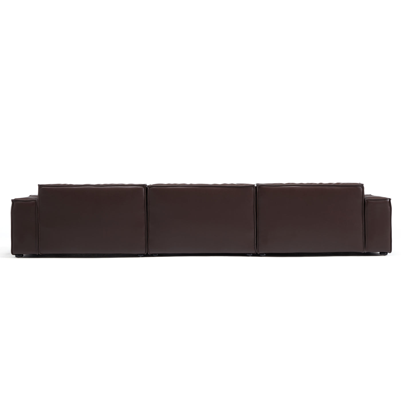 Luxury Minimalist Dark Brown Leather Sofa-Dark Brown-140.2"