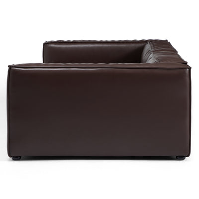 Luxury Minimalist Dark Brown Leather Daybed Sofa-Dark Brown