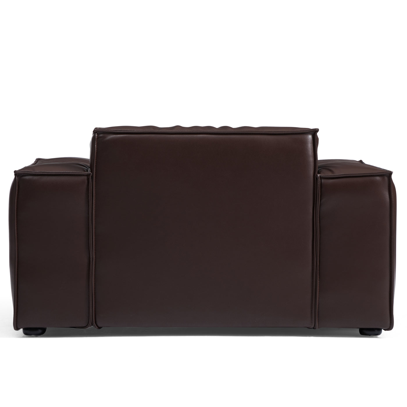 Luxury Minimalist Black Leather Armchair-Dark Brown