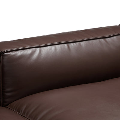 Luxury Minimalist Dark Brown Leather Sectional-Dark Brown
