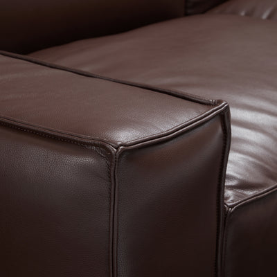 Luxury Minimalist Dark Brown Leather Sofa-Dark Brown