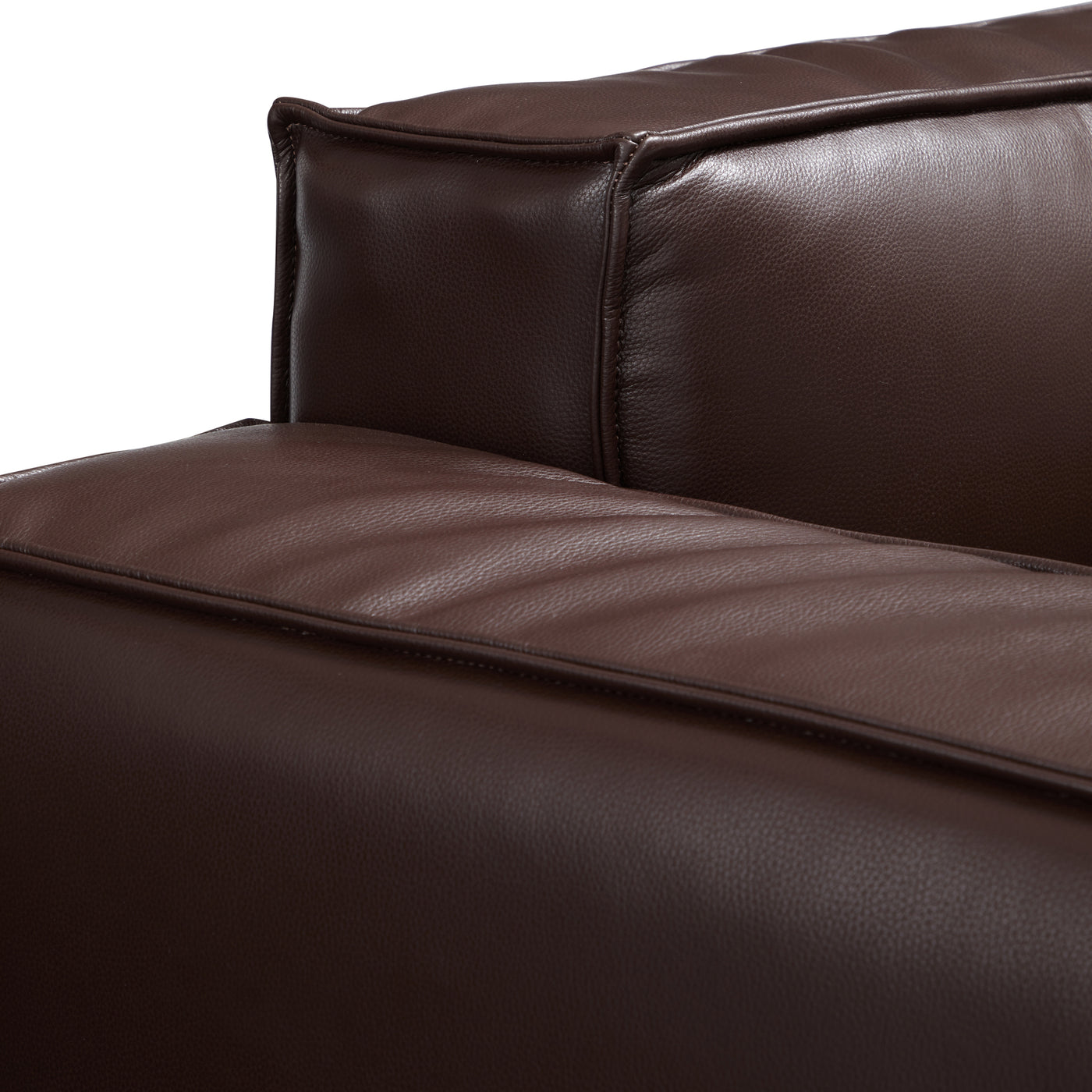 Luxury Minimalist Dark Brown Leather Sofa-Dark Brown