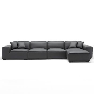 Domus Modular Dark Gray Leather Sofa and Ottoman-hidden