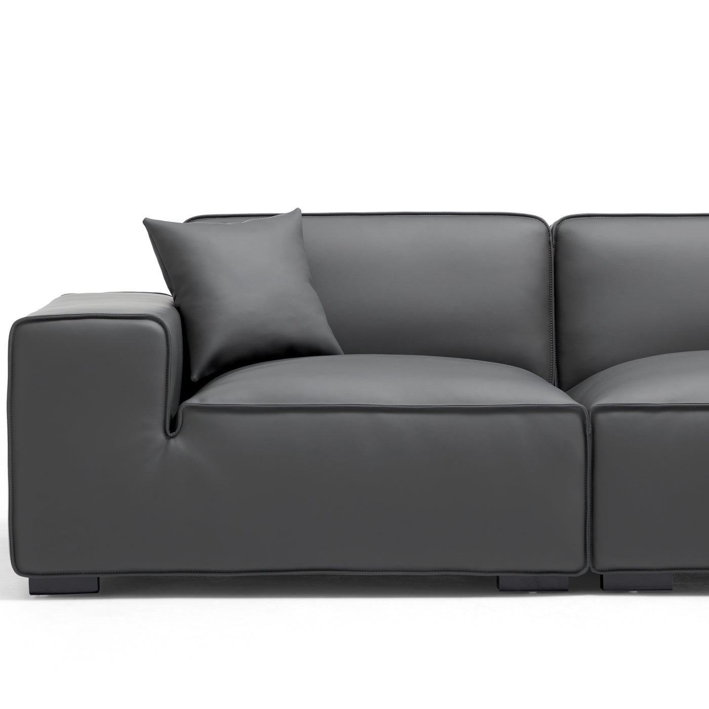 Domus Modular Khaki Leather Sofa-Dark Gray