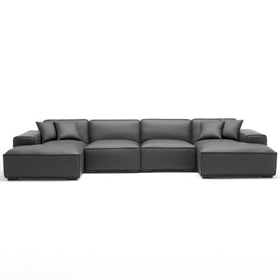 Domus Modular Dark Gray Leather U Shaped Sectional Sofa-hidden