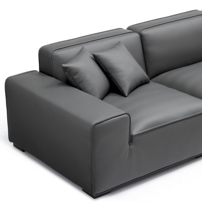 Domus Modular Dark Gray Leather Sofa and Ottoman-Dark Gray