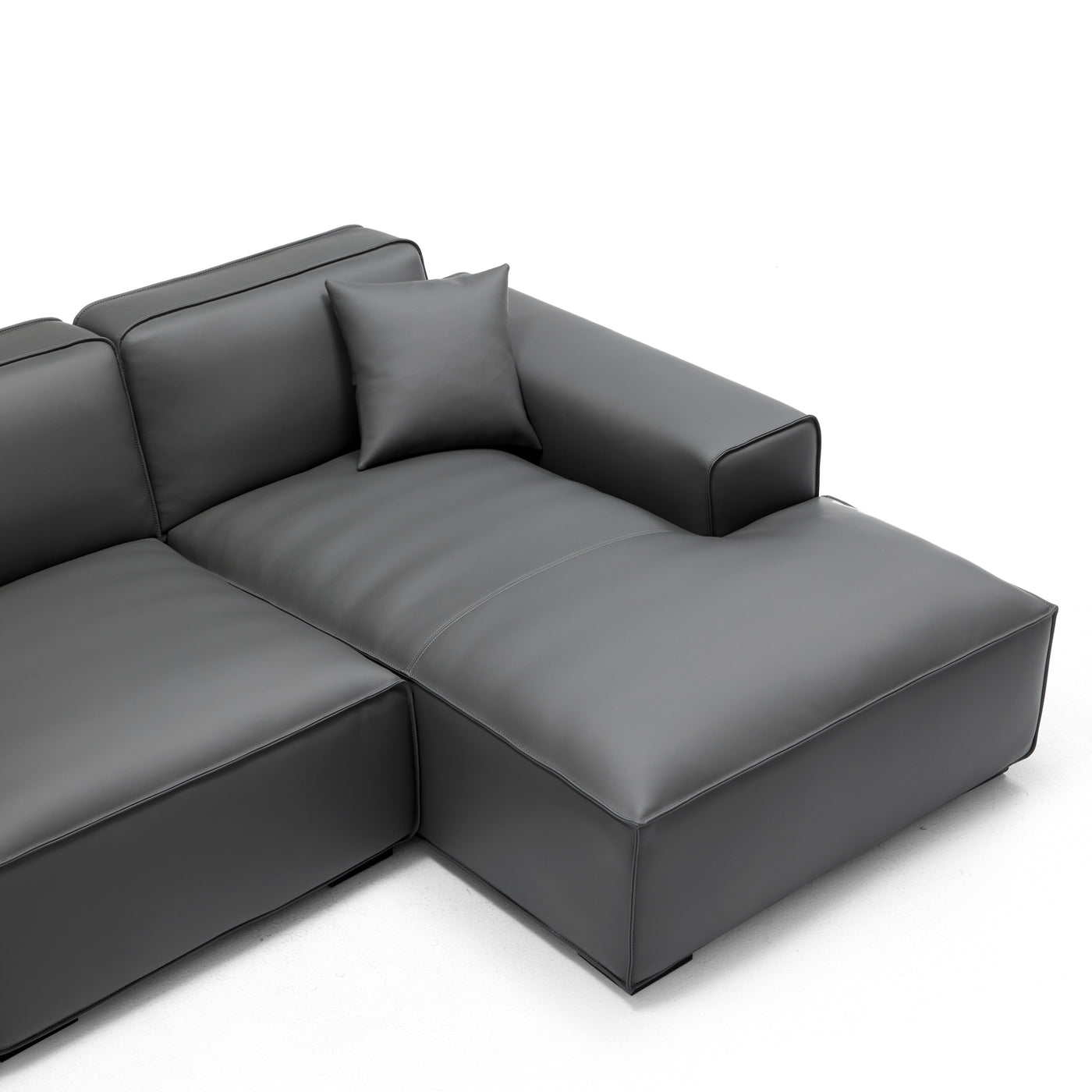Domus Modular Dark Gray Leather U Shaped Sectional Sofa-Dark Gray