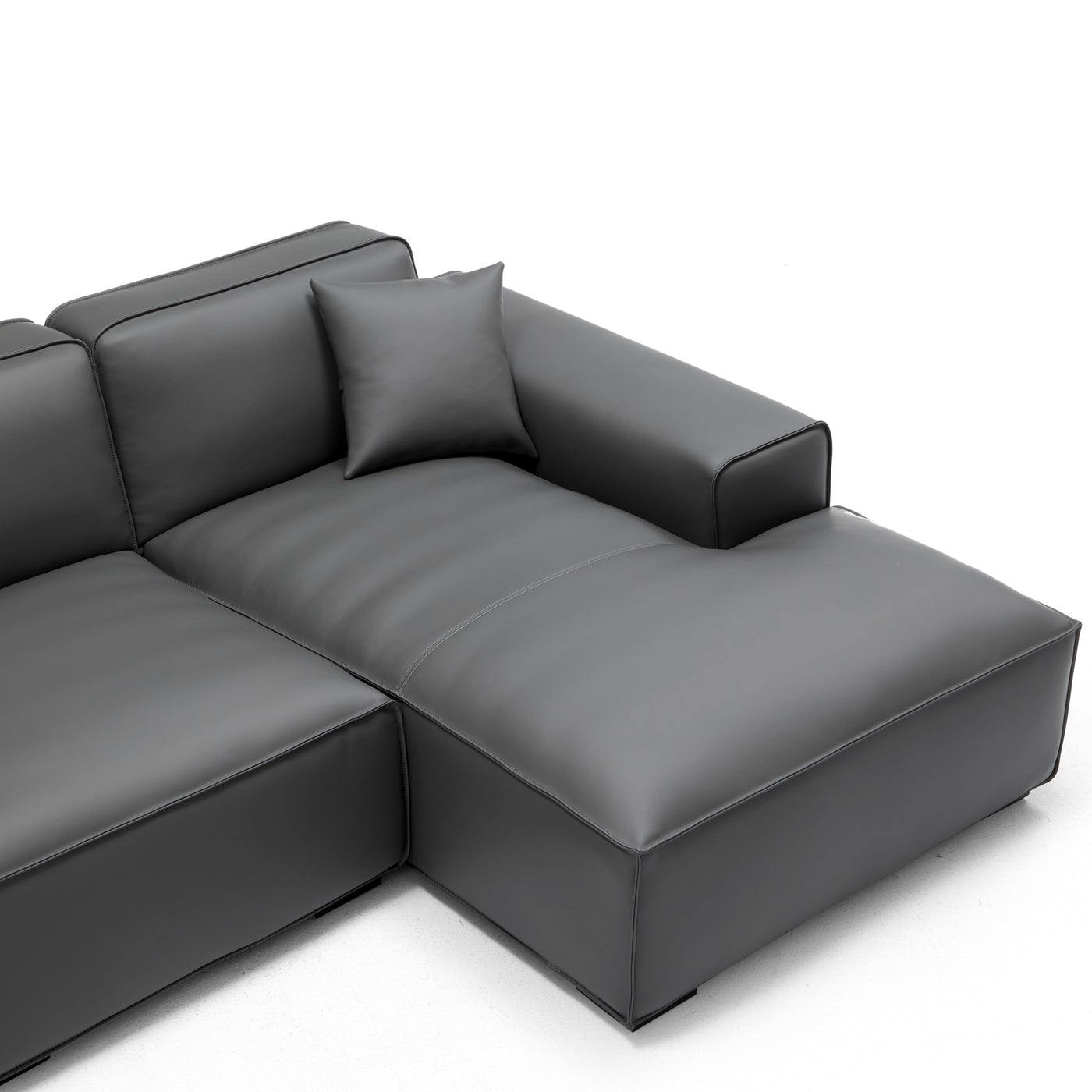 Domus Modular Khaki Leather U Shaped Sectional Sofa-Dark Gray