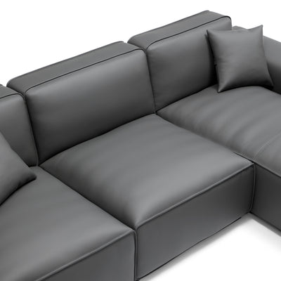 Domus Modular Dark Gray Leather U Shaped Sectional Sofa-Dark Gray