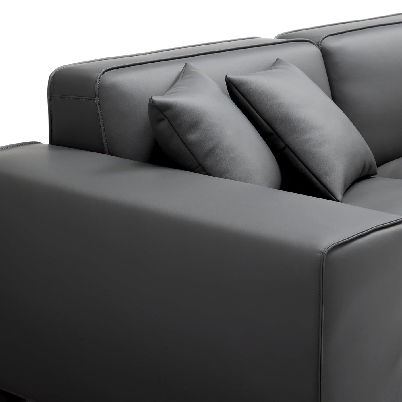 Domus Modular Khaki Leather L Shaped Sectional-Dark Gray