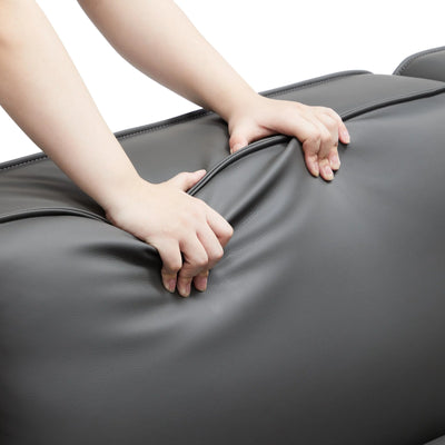 Domus Modular Beige Leather Sectional Sofa-Dark Gray