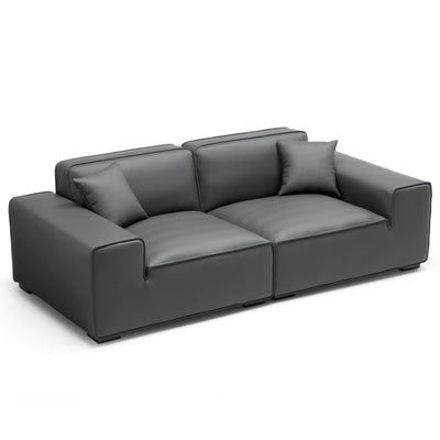 Domus Modular Dark Gray Leather Sofa-Dark Gray
