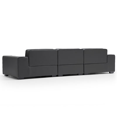 Domus Modular Khaki Leather Sofa-Dark Gray-129.9"