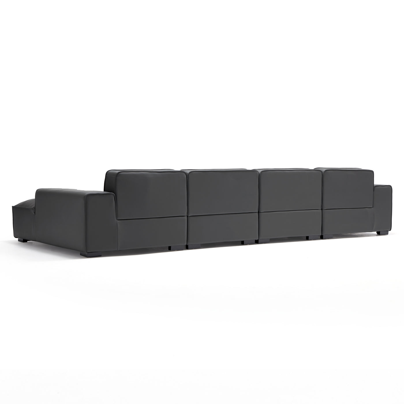 Domus Modular Khaki Leather U Shaped Sectional Sofa-Dark Gray