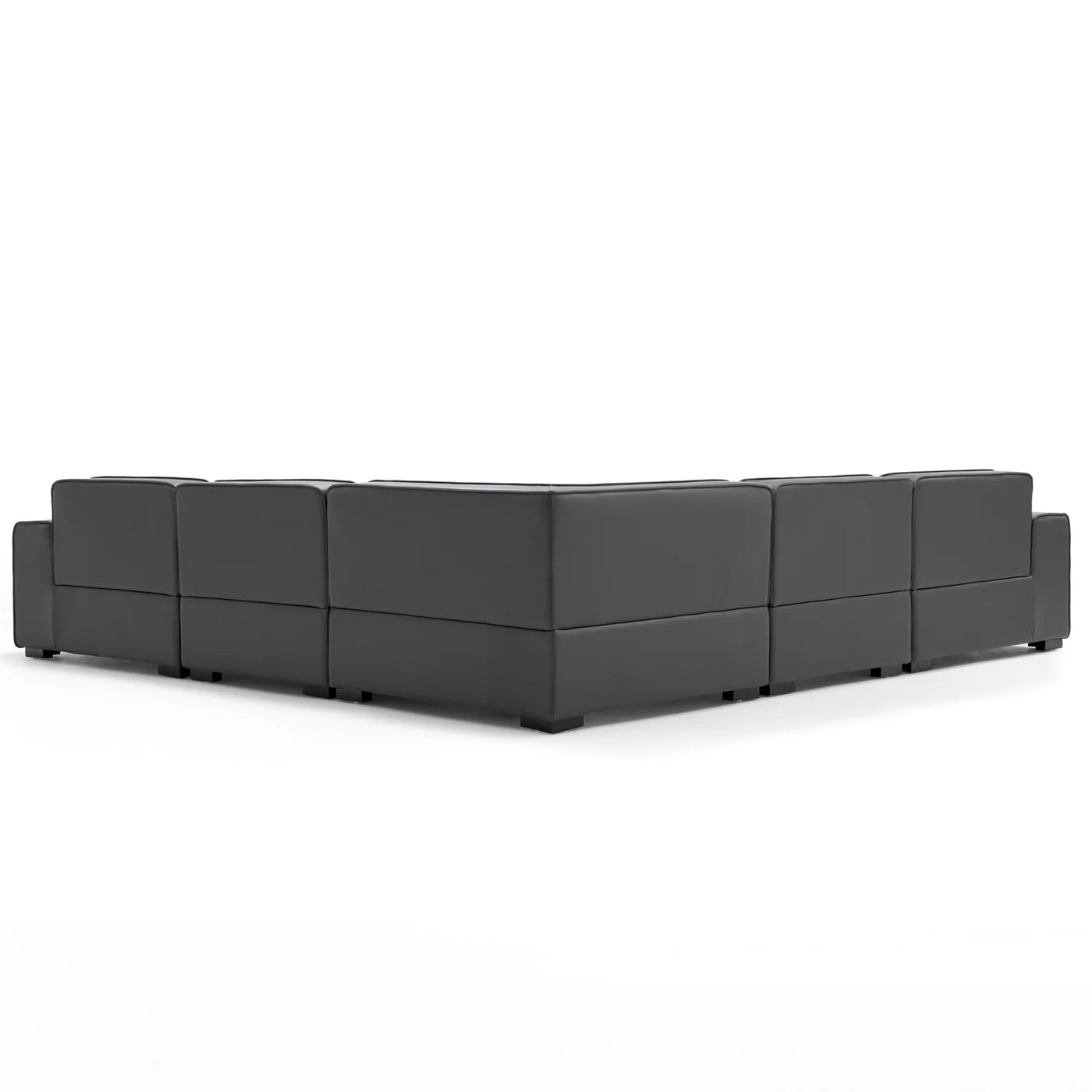 Domus Modular Khaki Leather L Shaped Sectional-Dark Gray