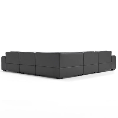 Domus Modular Khaki Leather L Shaped Sectional-Dark Gray