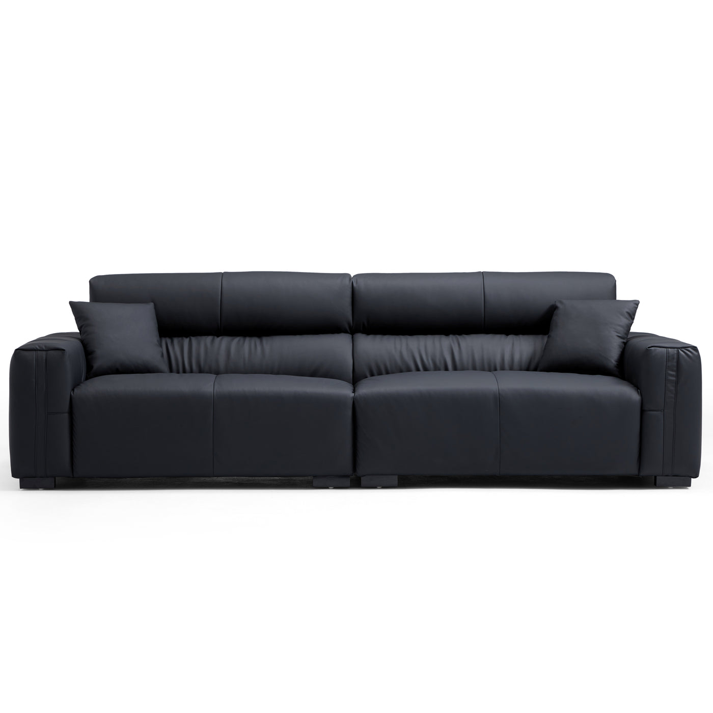 Noir Luxe Black Genuine Leather Sofa-Black