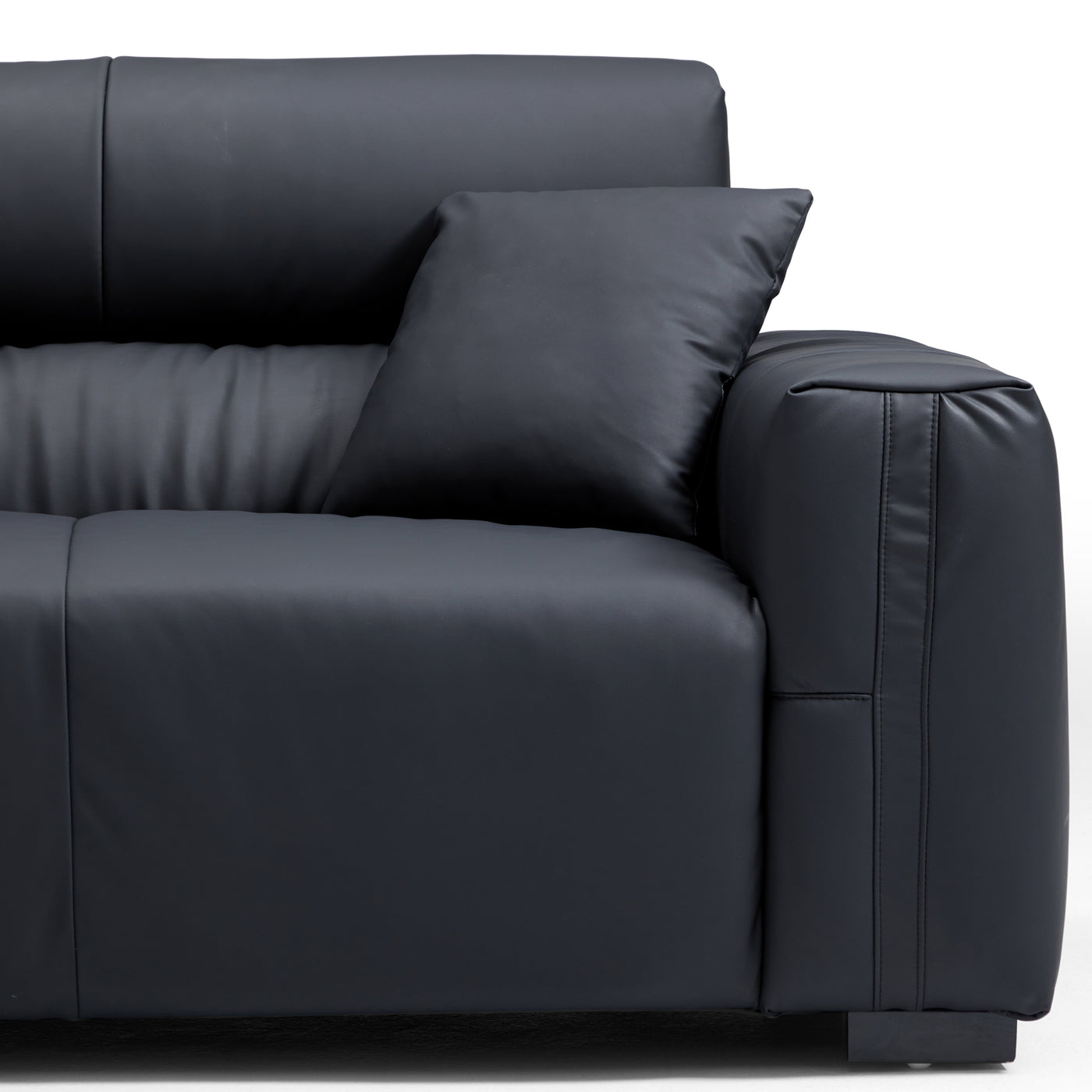 Noir Luxe Black Genuine Leather Sofa-Black