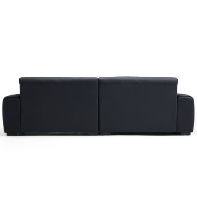 Noir Luxe Black Genuine Leather Sofa-Black