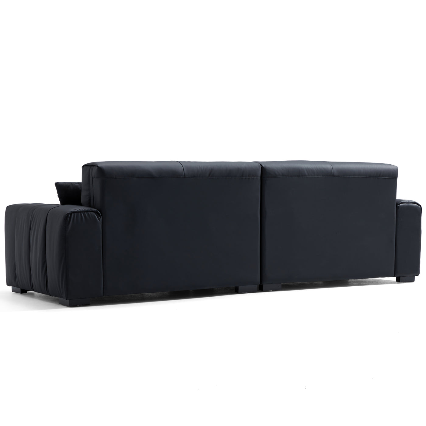 Noir Luxe Black Genuine Leather Sofa-Black