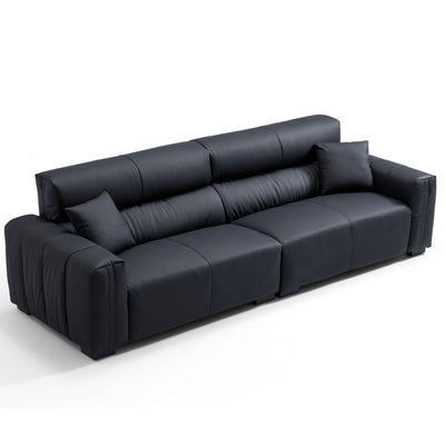 Noir Luxe Black Genuine Leather Sofa-Black