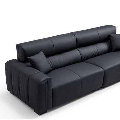 Noir Luxe Black Genuine Leather Sofa-Black