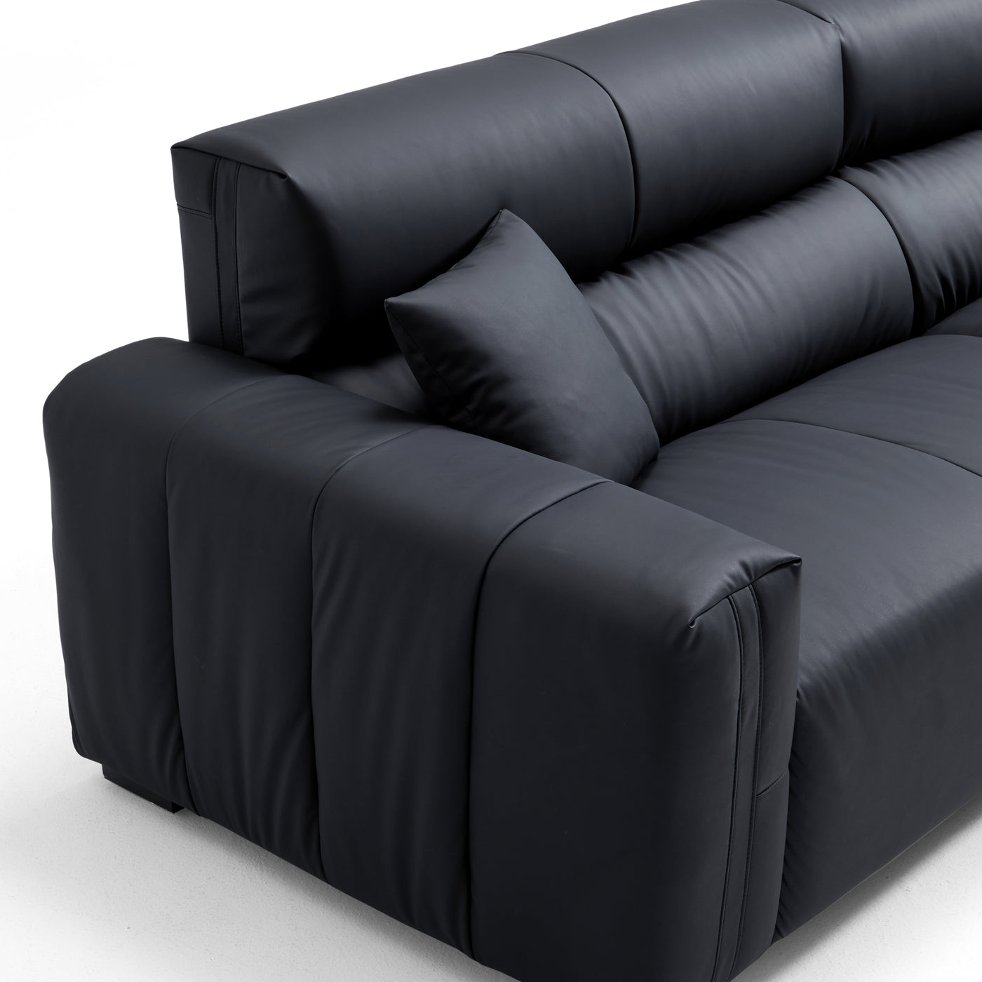 Noir Luxe Black Genuine Leather Sofa-Black