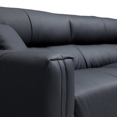 Noir Luxe Black Genuine Leather Sofa-Black