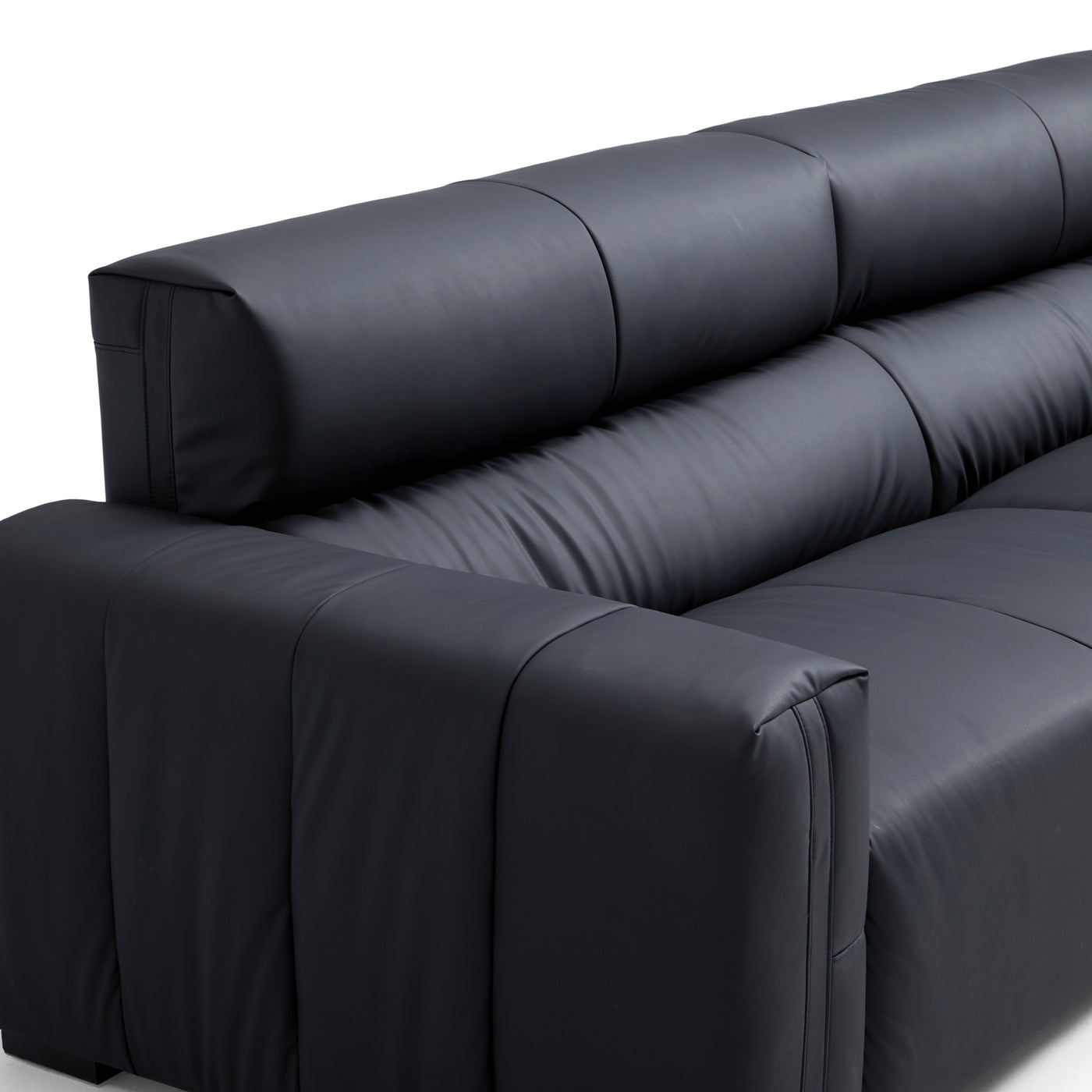 Noir Luxe Black Genuine Leather Sofa-Black