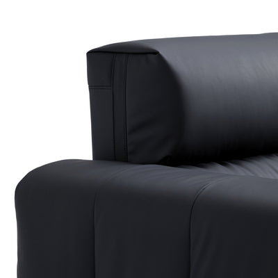 Noir Luxe Black Genuine Leather Sofa-Black