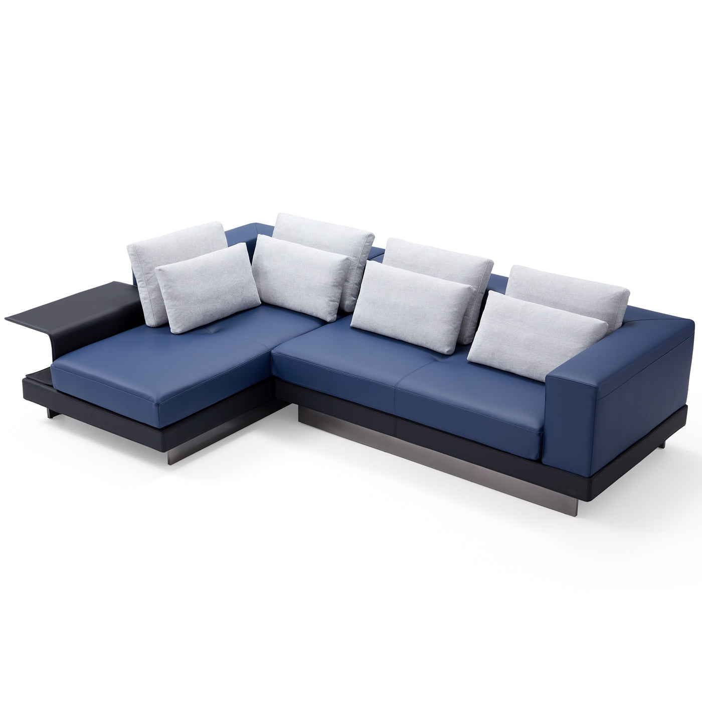 Connery Minimalist White Sectional-Blue-115.9″-Facing Left