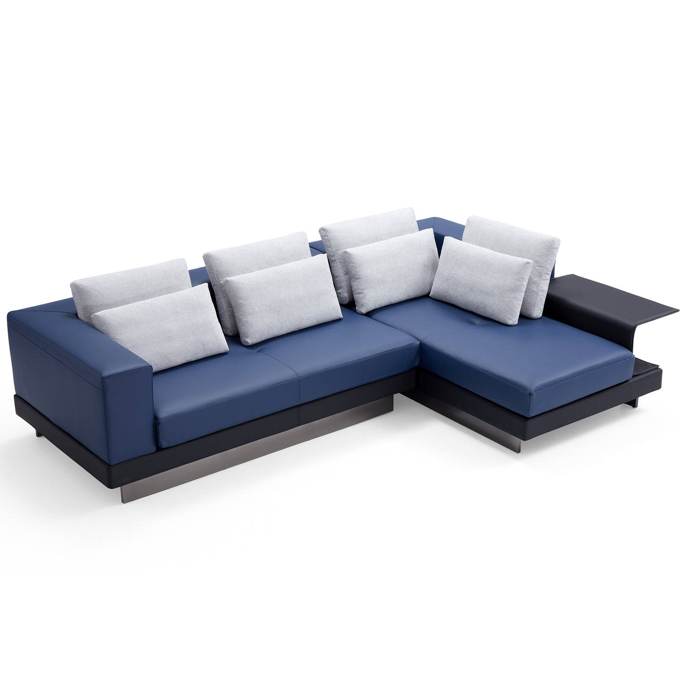 Connery Minimalist White Sectional-Blue-115.9″-Facing Right