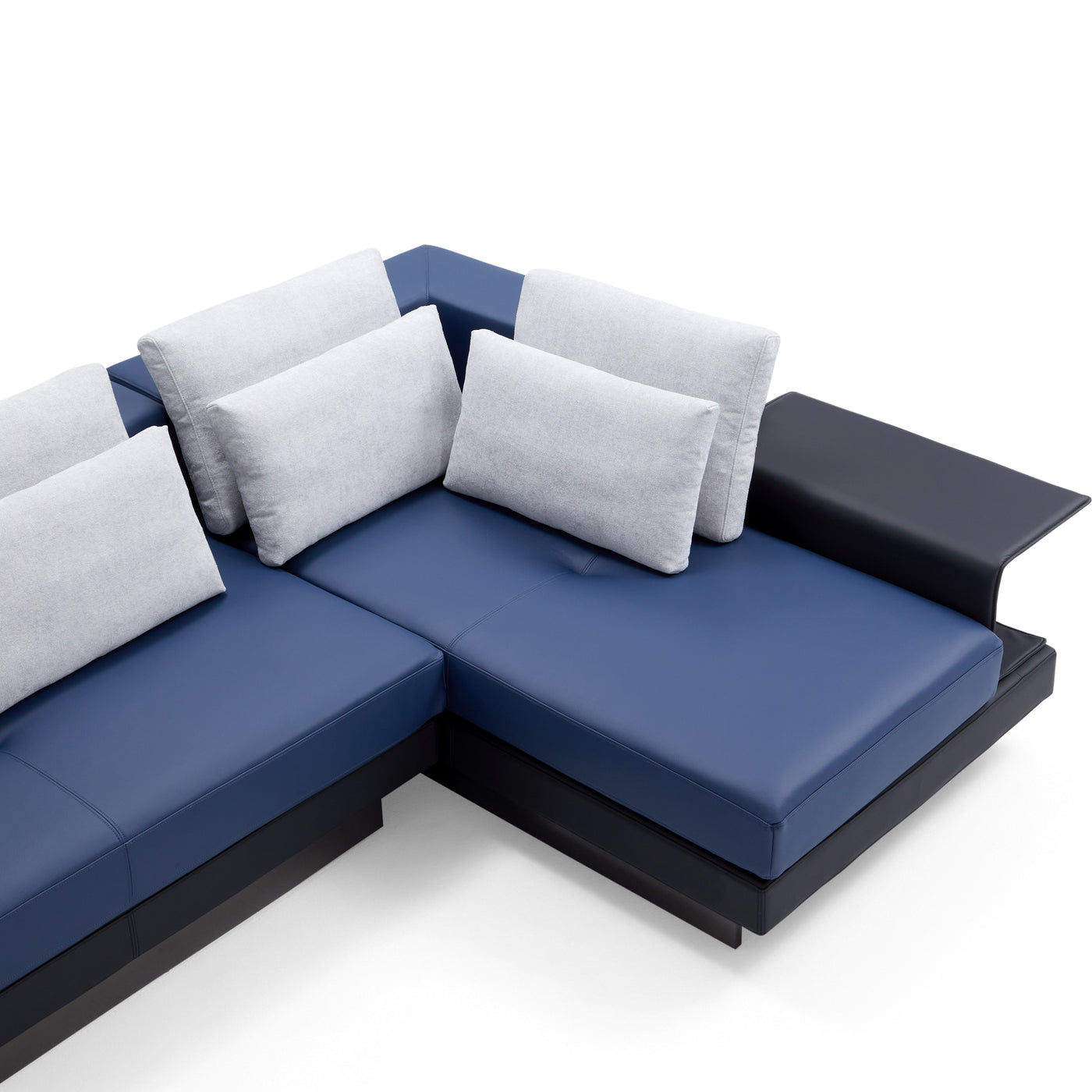 Connery Minimalist White Sectional-Blue