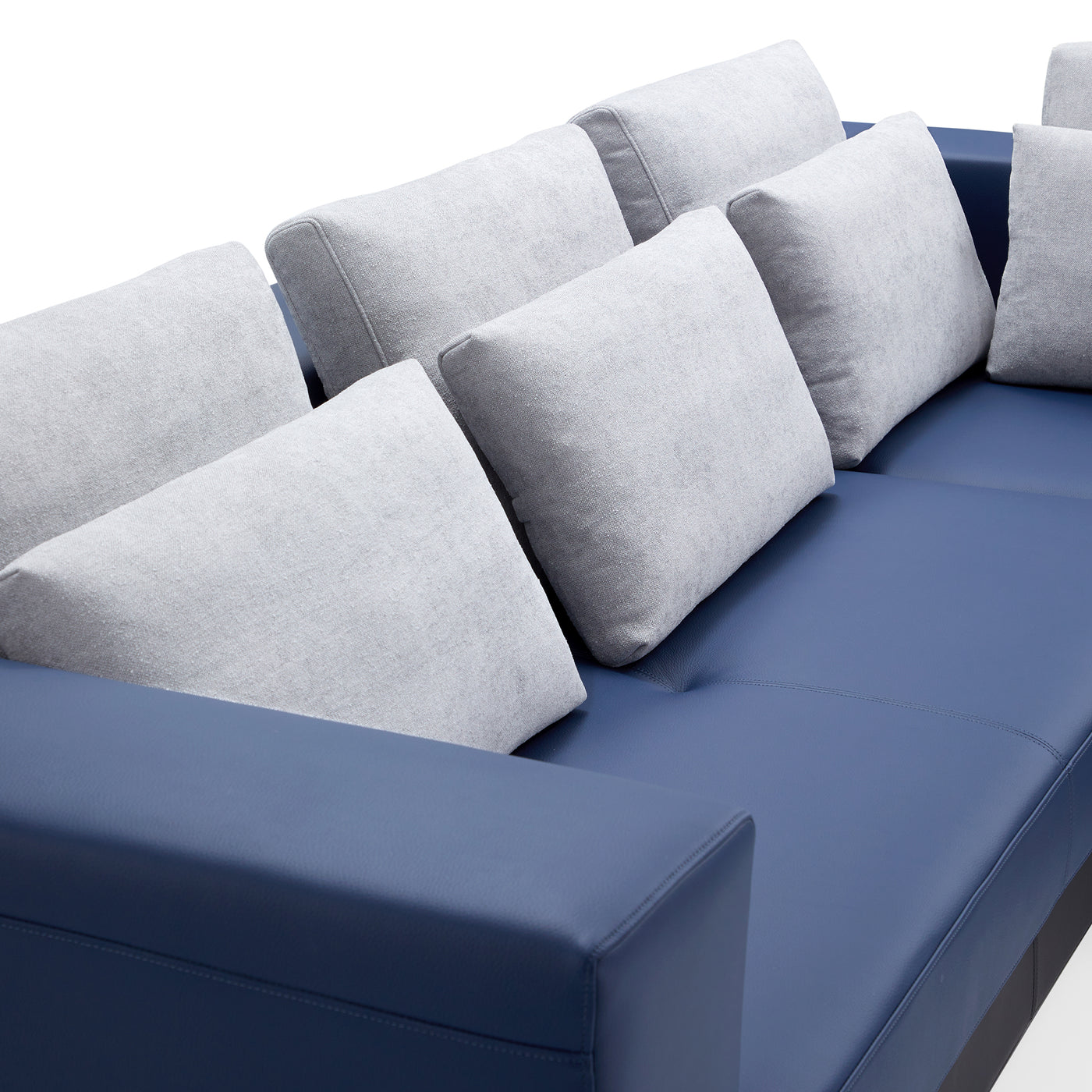 Connery Minimalist White Sectional-Blue